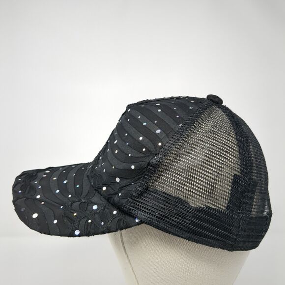 Something Special LA Snapback Trucker Hat Black OS Adjustable Sequin Mesh Back - Picture 3 of 8